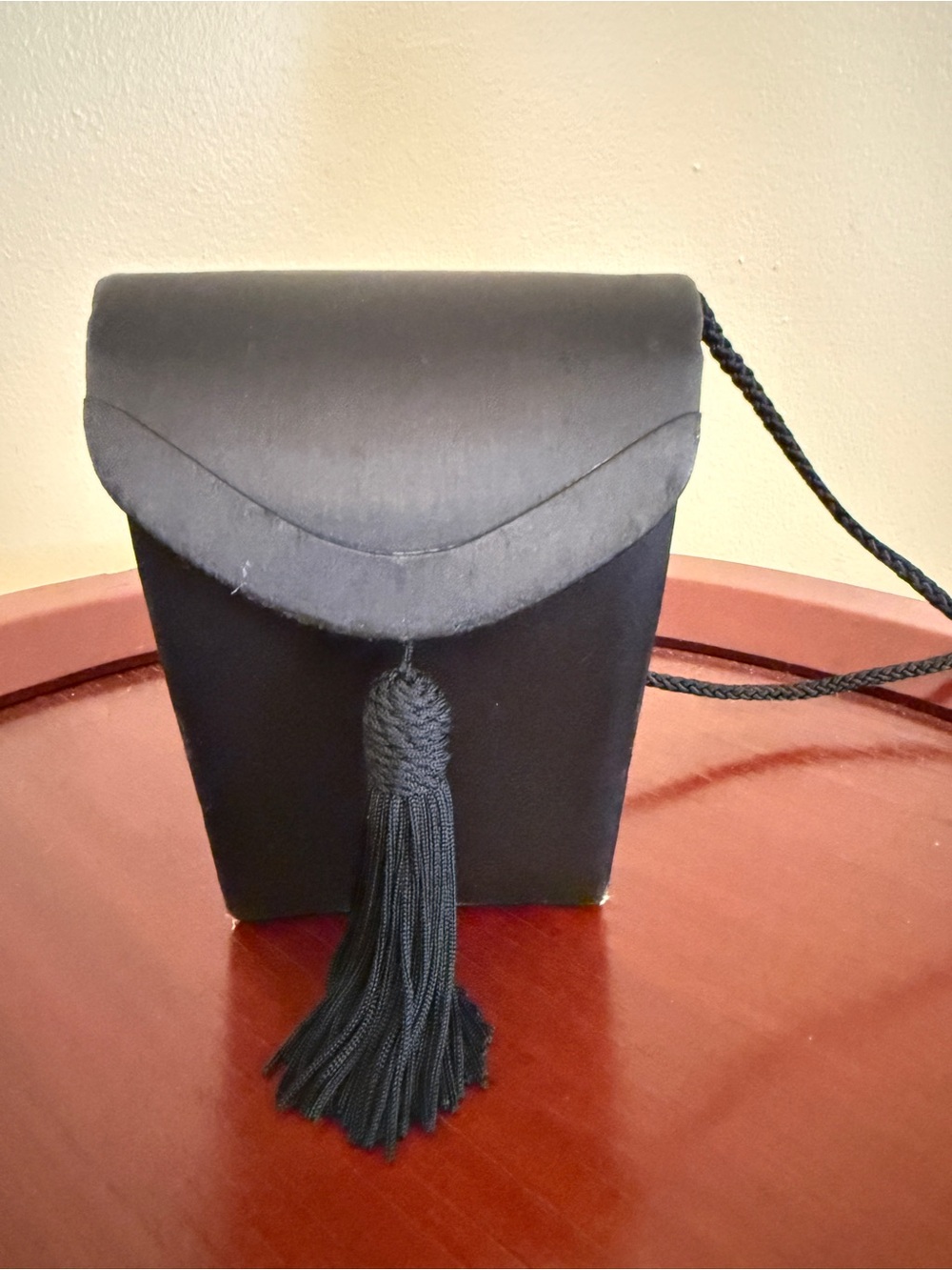 Valerie Stevens Black Mini Tassel Crossbody Bag